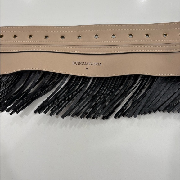 BCBG Black Belt with Gold Buckles and Fringe NEW Without Tags - Picture 8 of 10